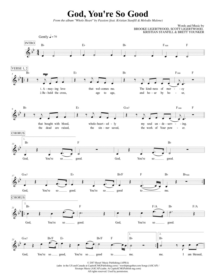 God You're So Good Piano scores gallery preview page 1