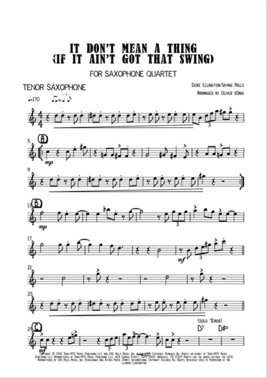 It Don't Mean A Thing (If It Ain't Got That Swing) Woodwind Quartet scores gallery preview page 4