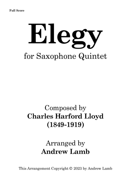 Elegy (by Charles Lloyd, arr. for Saxophone Quintet) image number null