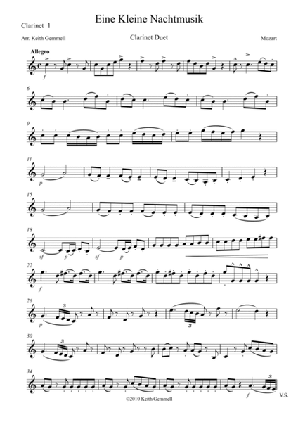 Eine Kleine Nachtmusik: Clarinet Duet image number null