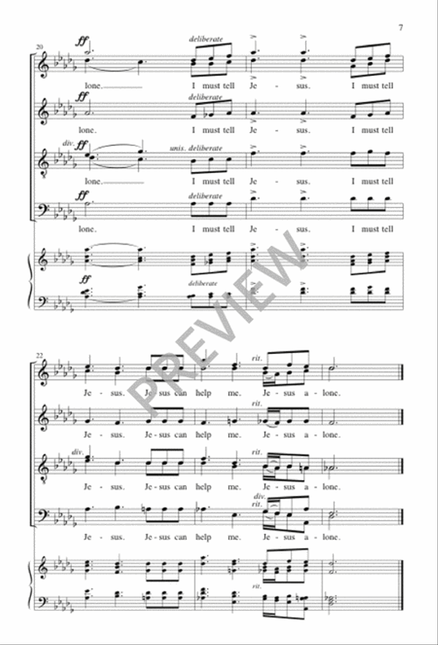 I Must Tell Jesus SSAATTBB scores gallery preview page 7