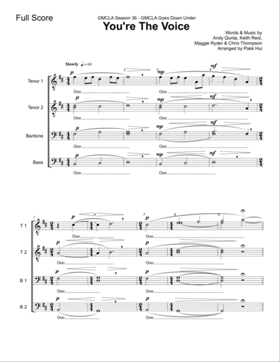 You're The Voice You're The Voice Bass Guitar scores gallery preview page 1