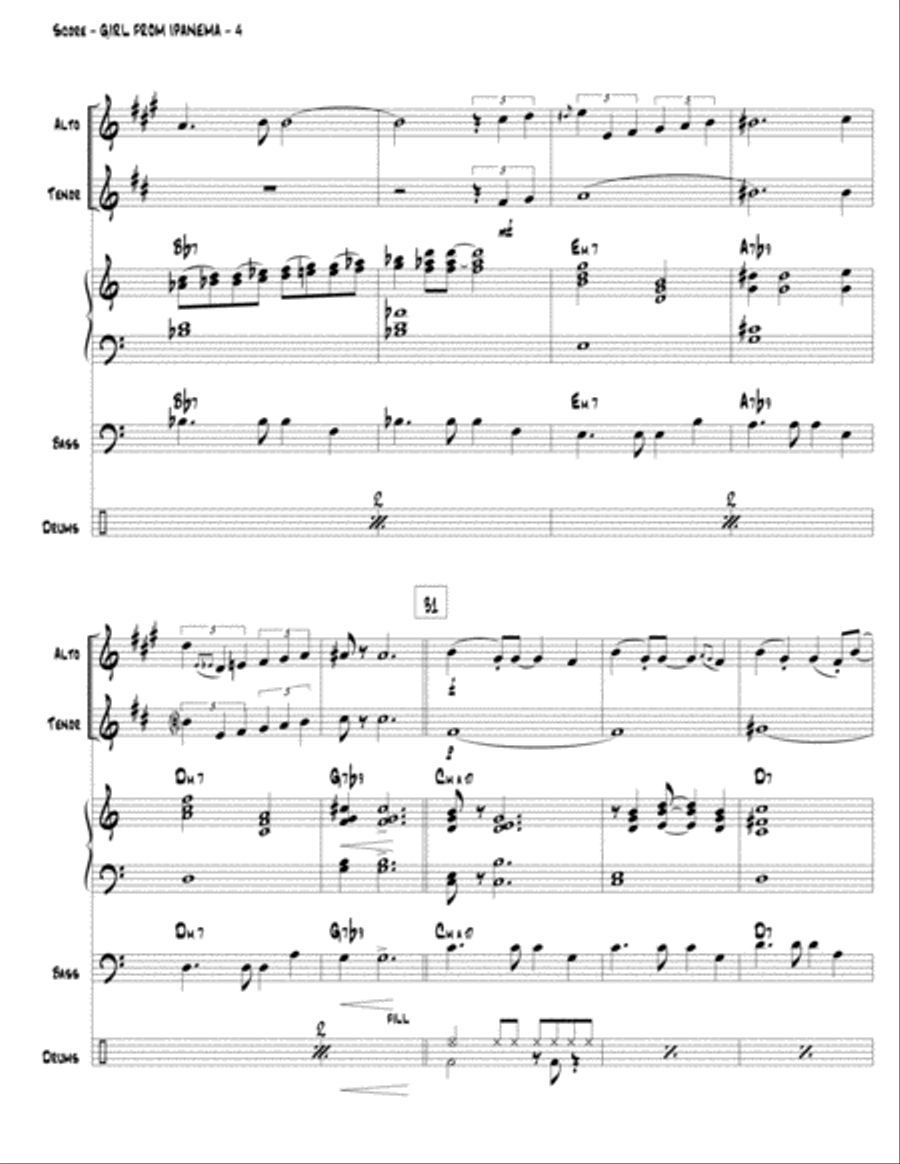 The Girl From Ipanema (Garota De Ipanema) Jazz Ensemble scores gallery preview page 5