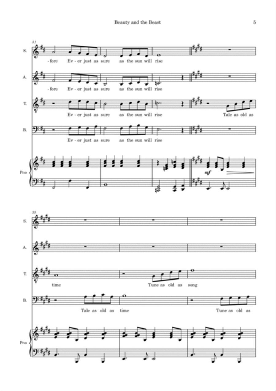 Beauty And The Beast Beauty And The Beast 4-Part scores gallery preview page 5