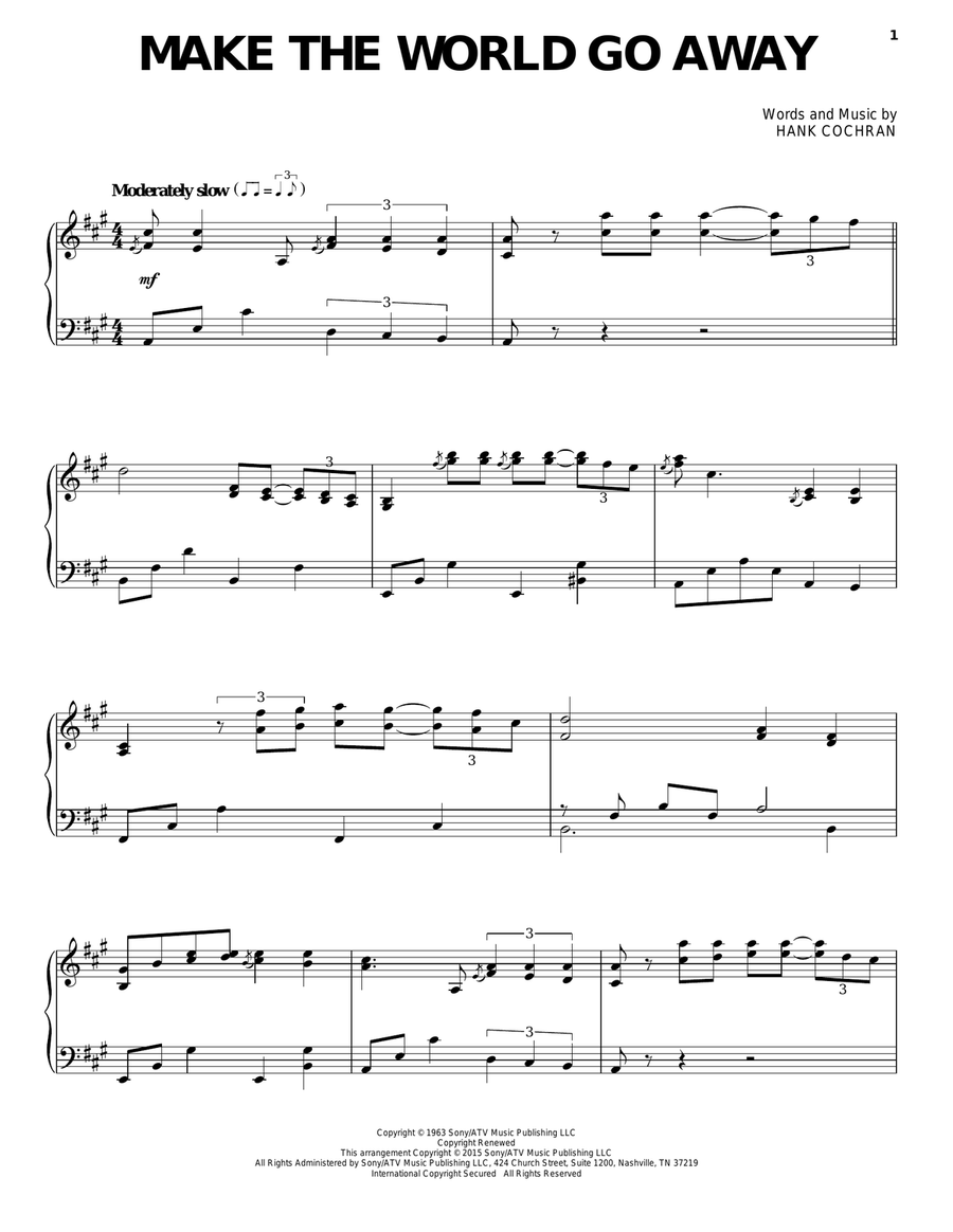 Make The World Go Away Piano Solo scores gallery preview page 1