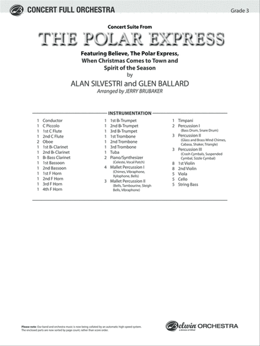 The Polar Express, Concert Suite from: Score Full Orchestra scores gallery preview page 1