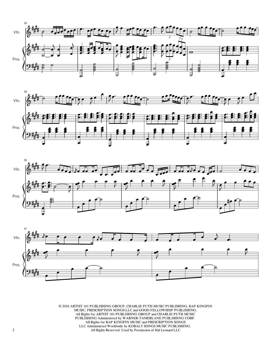 We Don't Talk Anymore Violin Solo scores gallery preview page 2