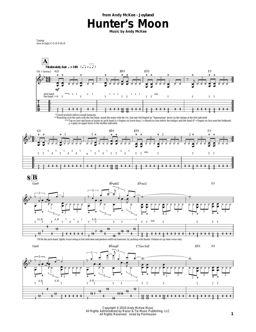 Hunter's Moon Hunter's Moon Acoustic Guitar scores gallery preview page 1