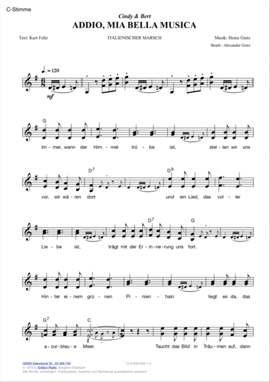 Addio, mia bella musica Addio, mia bella musica Voice scores gallery preview page 2