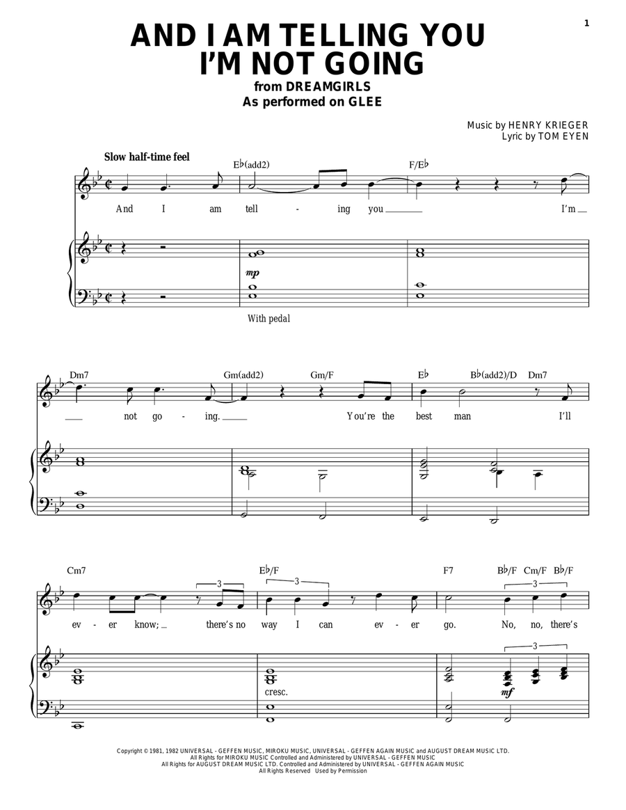 And I Am Telling You I'm Not Going Piano, Vocal scores gallery preview page 1