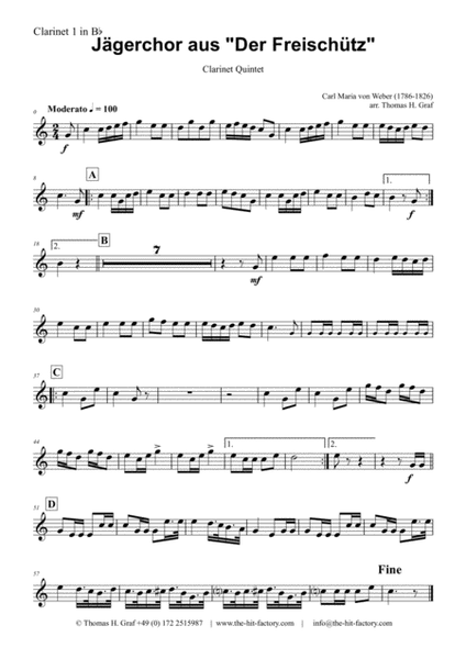 Jaegerchor - Der Freischuetz C.M.Weber - Clarinet Quintet image number null
