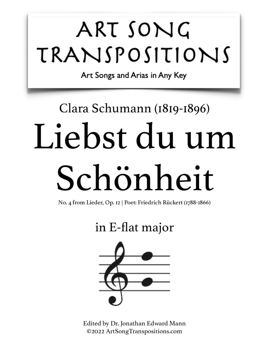 SCHUMANN: Liebst du um Schönheit, Op. 12 no. 4 (transposed to E-flat major)