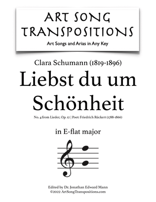 Book cover for SCHUMANN: Liebst du um Schönheit, Op. 12 no. 4 (transposed to E-flat major)