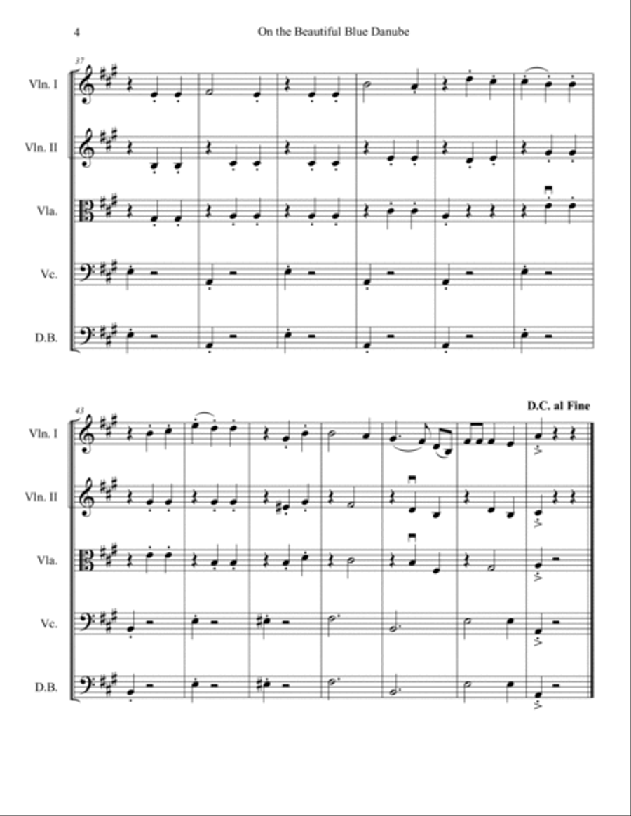 The Blue Danube (String Orchestra or Quintet) String Orchestra scores gallery preview page 4