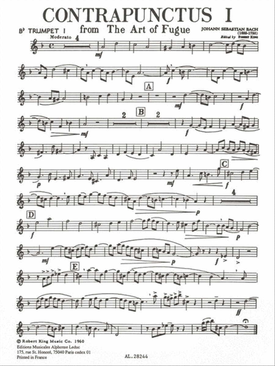 Bach Js King Art Of Fugue Contrapunctus 1 Brass Quintet Mfb005 Sc/pts Brass Quintet scores gallery preview page 2