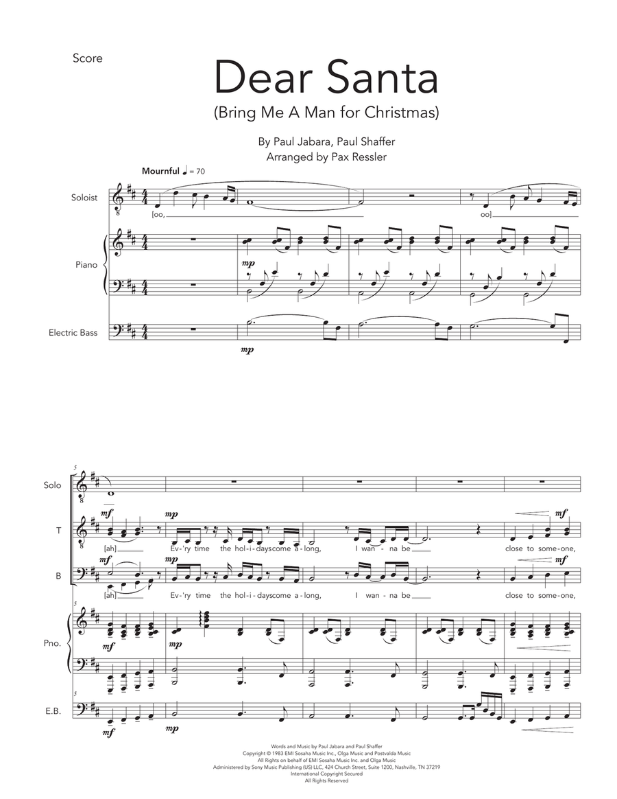Dear Santa (bring Me A Man This Christmas) TTBB scores gallery preview page 1