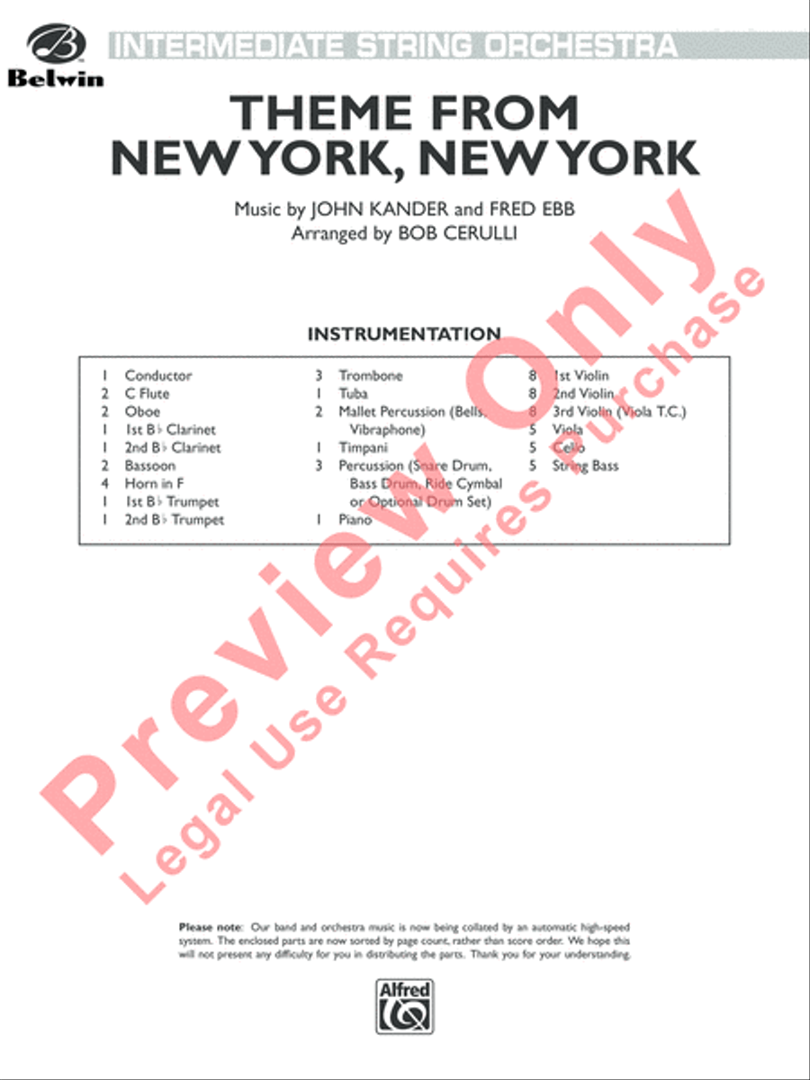 New York, New York, Theme from Full Orchestra scores gallery preview page 2