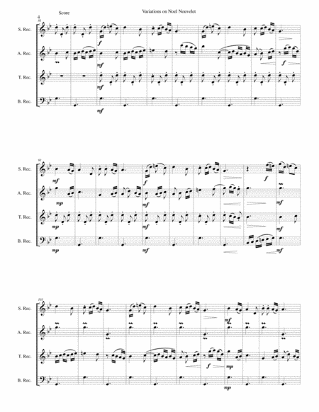 Variations on Noel Nouvelet for recorder quartet image number null