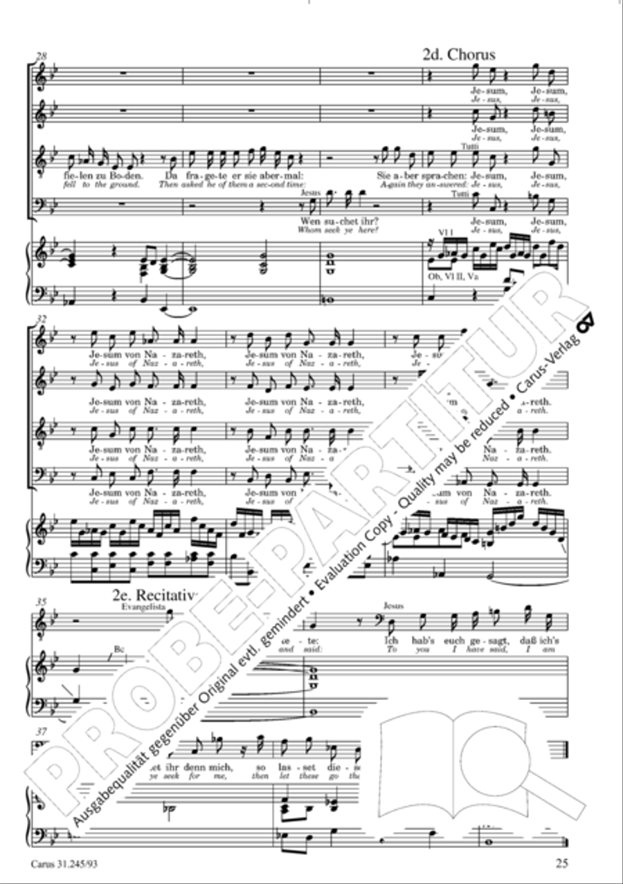 St. John Passion (Johannes-Passion) 4-Part scores gallery preview page 26