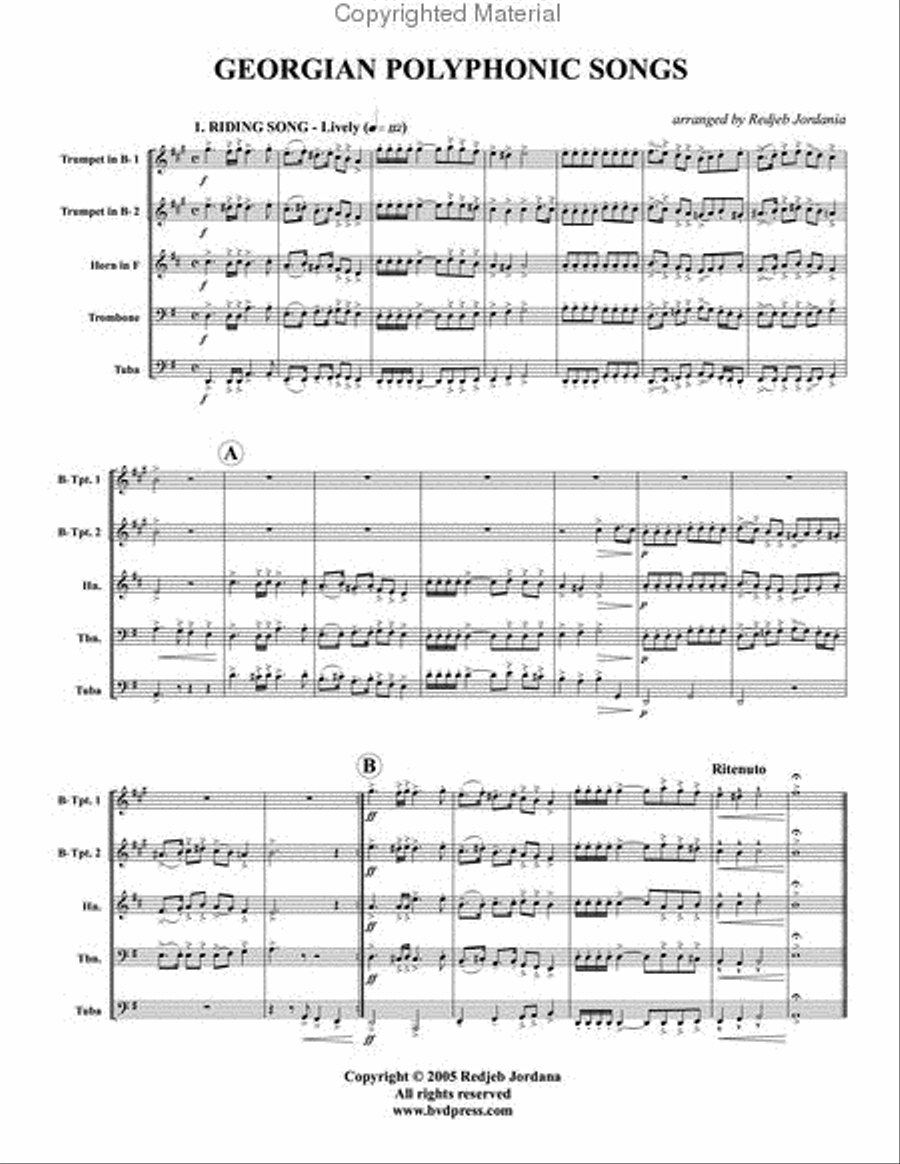 Georgian Polyphonic Songs Brass Quintet scores gallery preview page 2