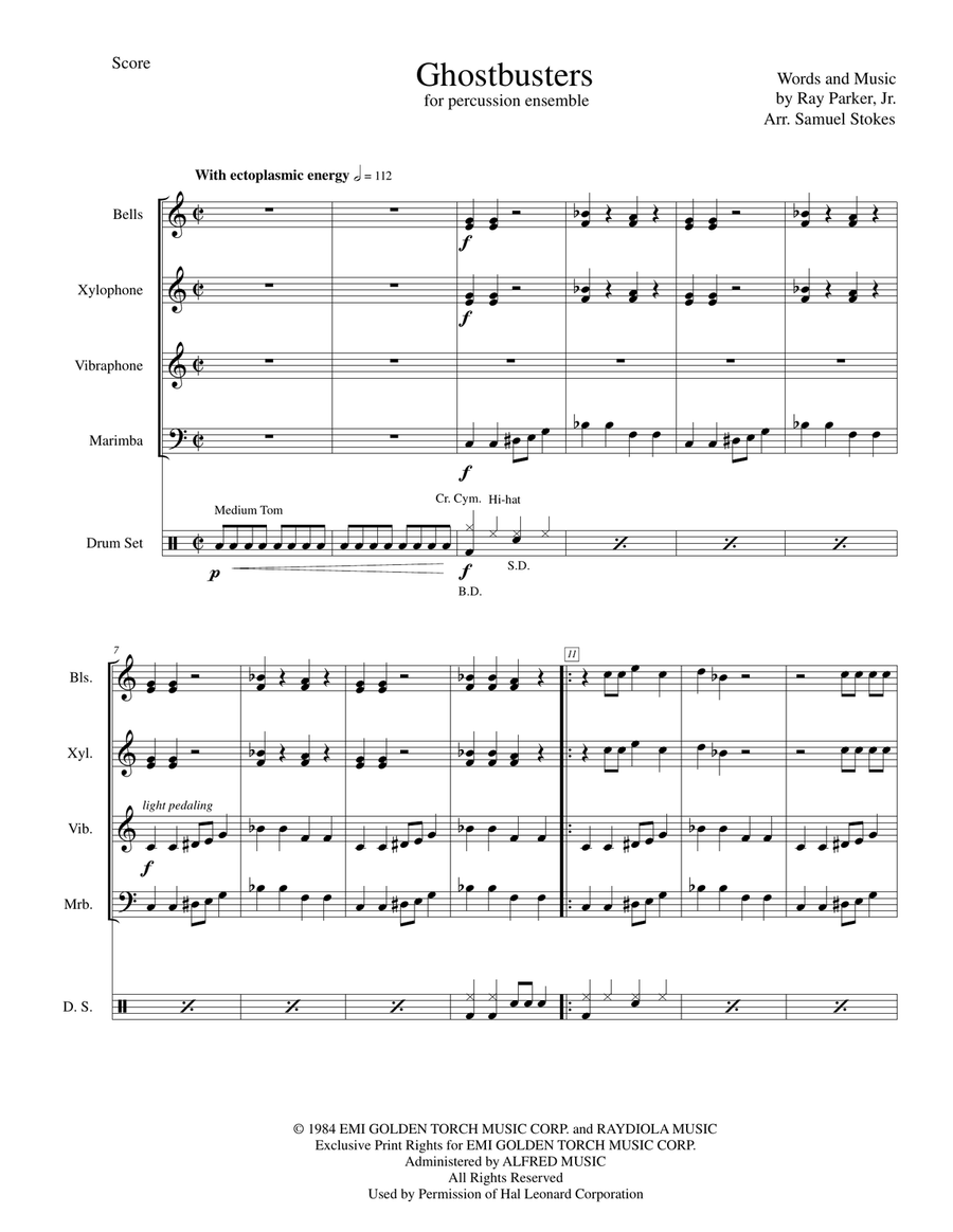 Ghostbusters Percussion Ensemble scores gallery preview page 1