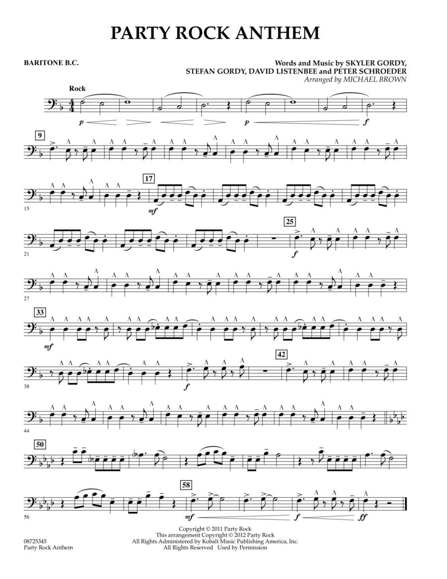 Party Rock Anthem - Baritone B.C. Concert Band scores gallery preview page 1