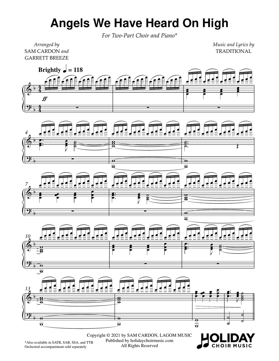 Angels We Have Heard On High (Two-Part Choir) 2-Part scores gallery preview page 2