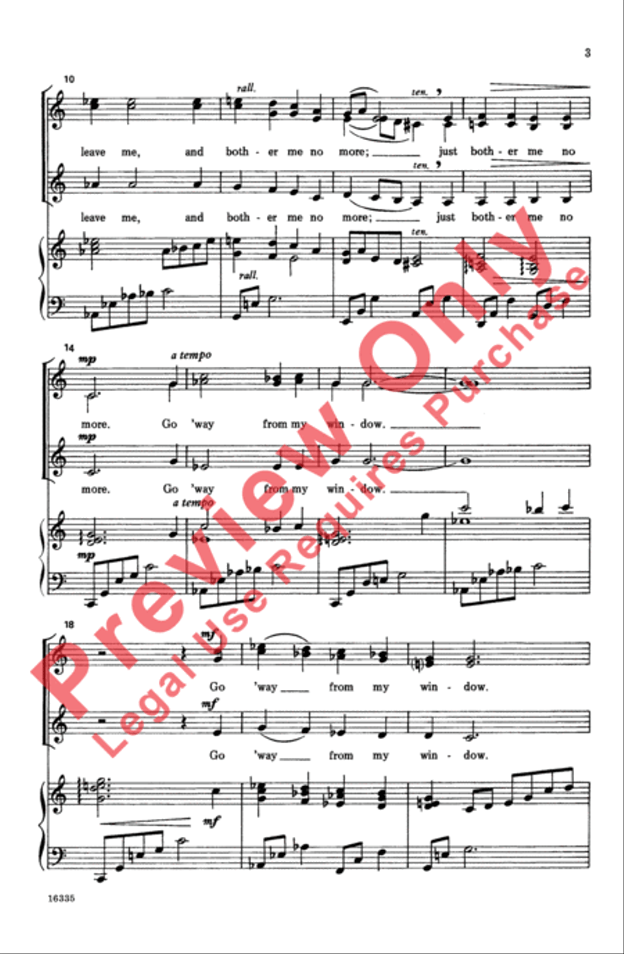 Go 'Way from My Window Women's Choir scores gallery preview page 3