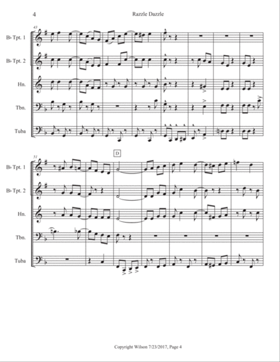 Razzle Dazzle Brass Quintet scores gallery preview page 5