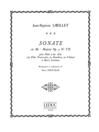 Book cover for Sonate Op.3, No.7 In E Flat Major (flute & Continuo)