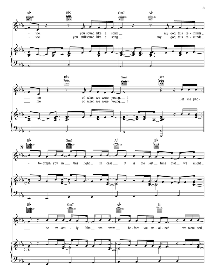 When We Were Young Piano, Vocal, Guitar scores gallery preview page 3