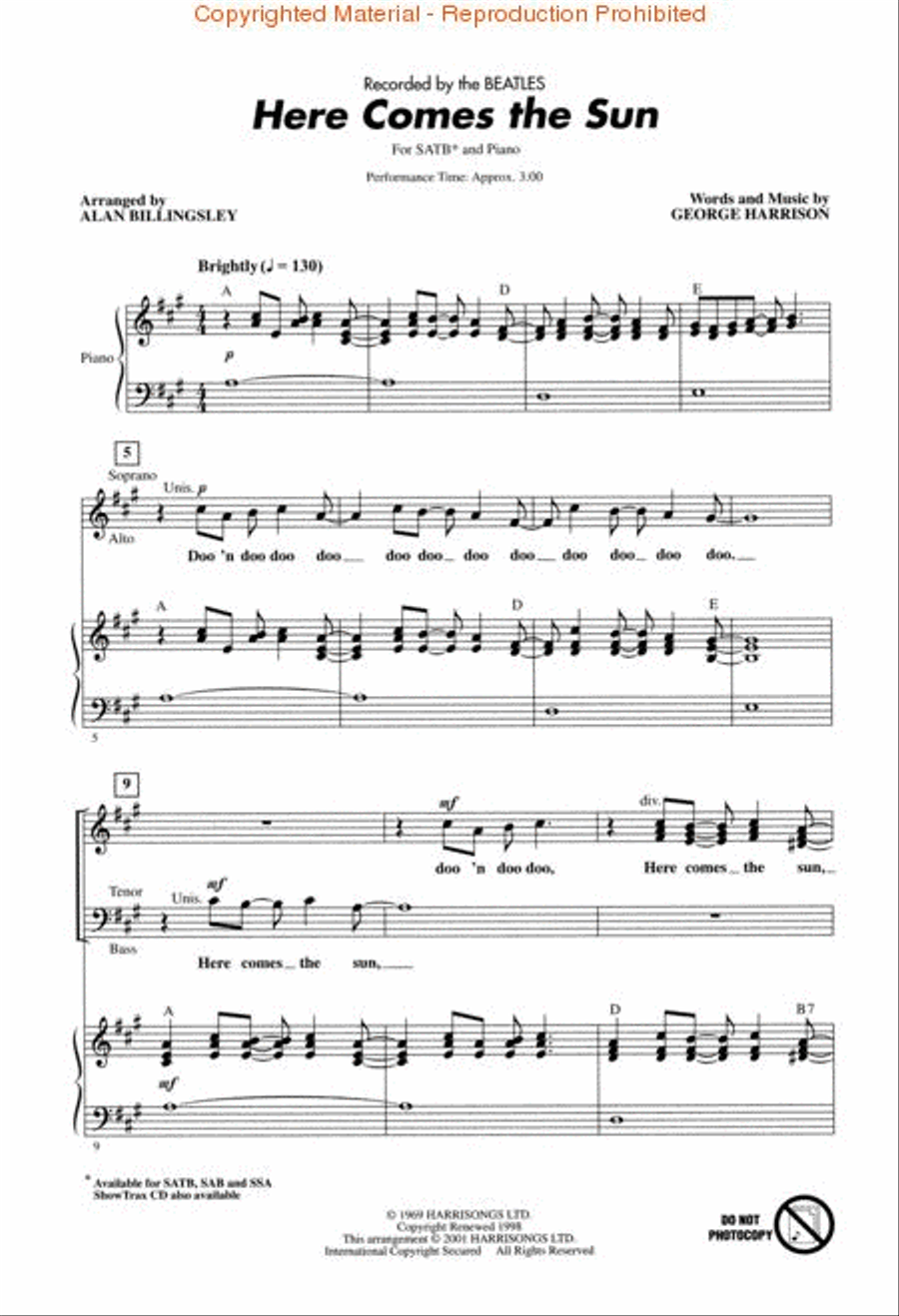 Here Comes the Sun 4-Part scores gallery preview page 2