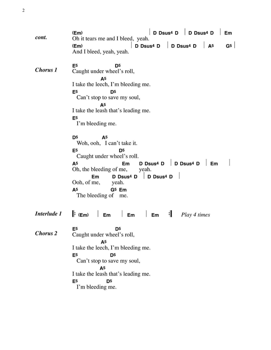 Bleeding Me Electric Guitar scores gallery preview page 2
