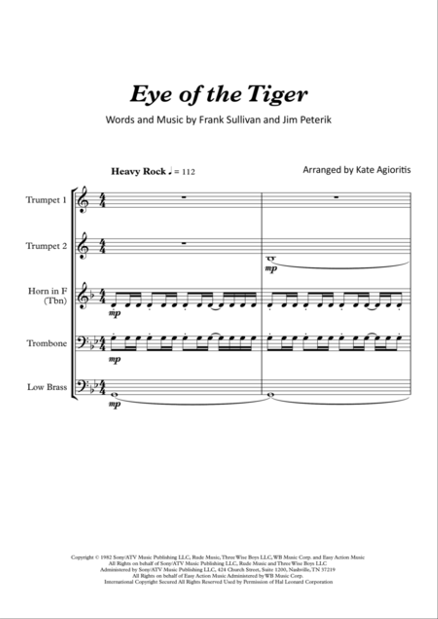 Eye Of The Tiger Brass Quartet scores gallery preview page 2
