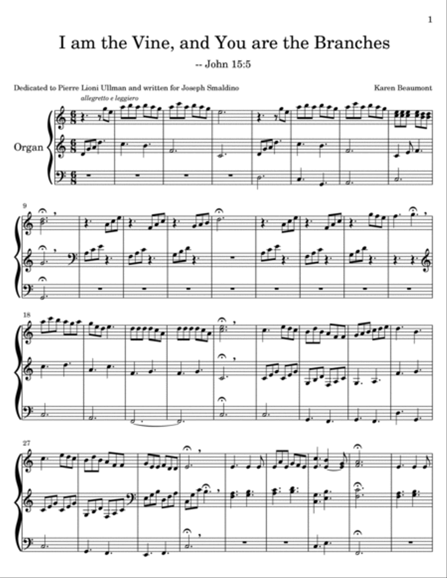 I am the Vine, and You are the Branches Organ Solo scores gallery preview page 2