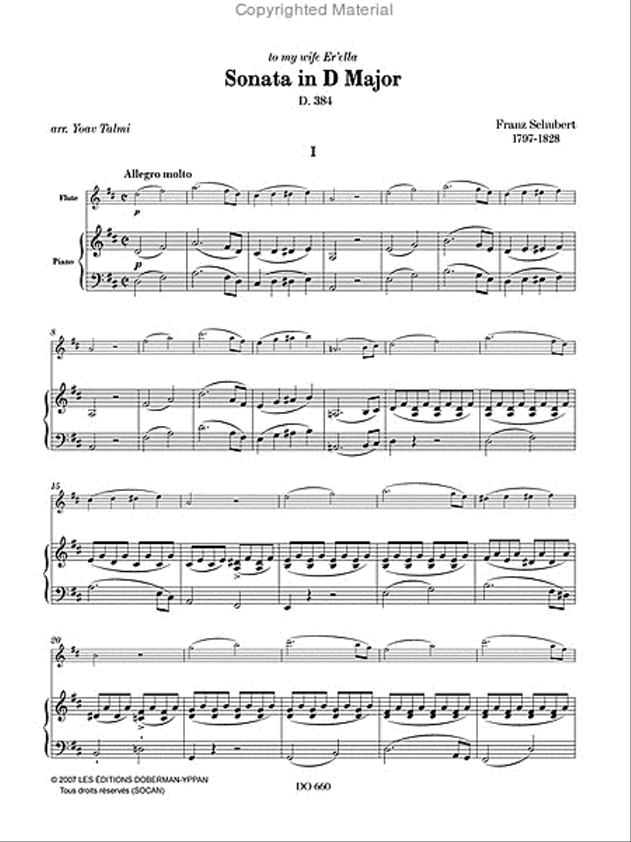 Sonata in D Major Flute Solo scores gallery preview page 2