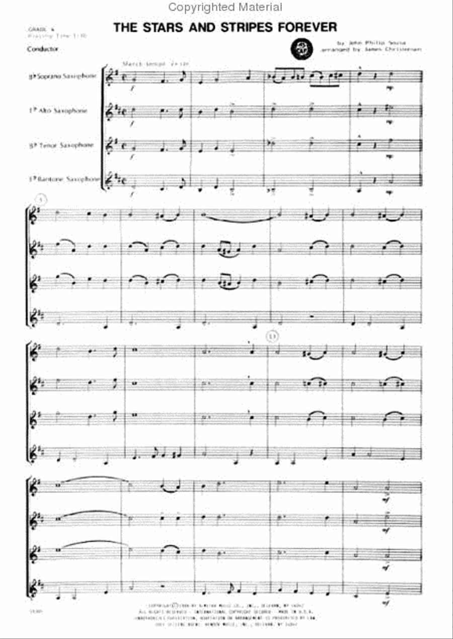 Stars And Stripes Forever Saxophone Quartet scores gallery preview page 2