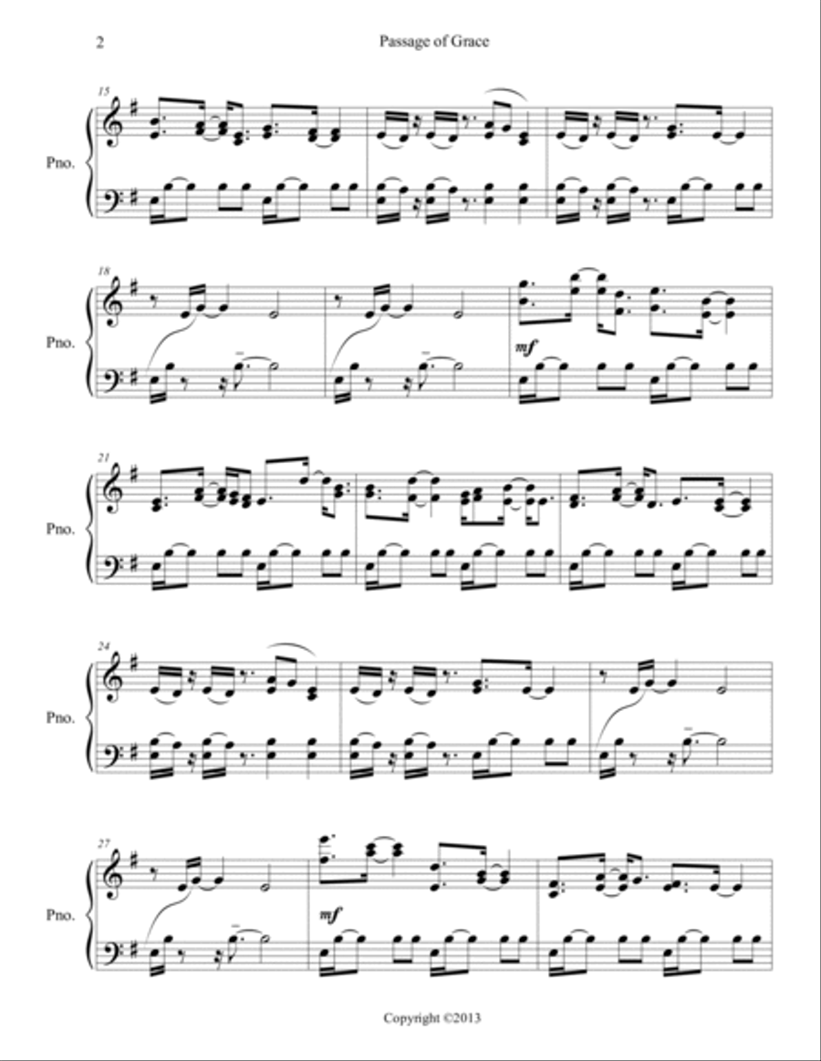 Passage Of Grace Passage Of Grace Piano Solo scores gallery preview page 2