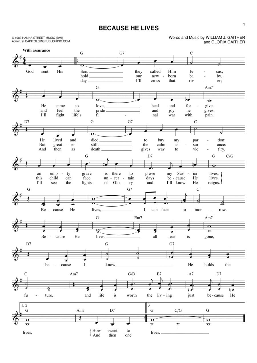 Because He Lives Flute scores gallery preview page 1