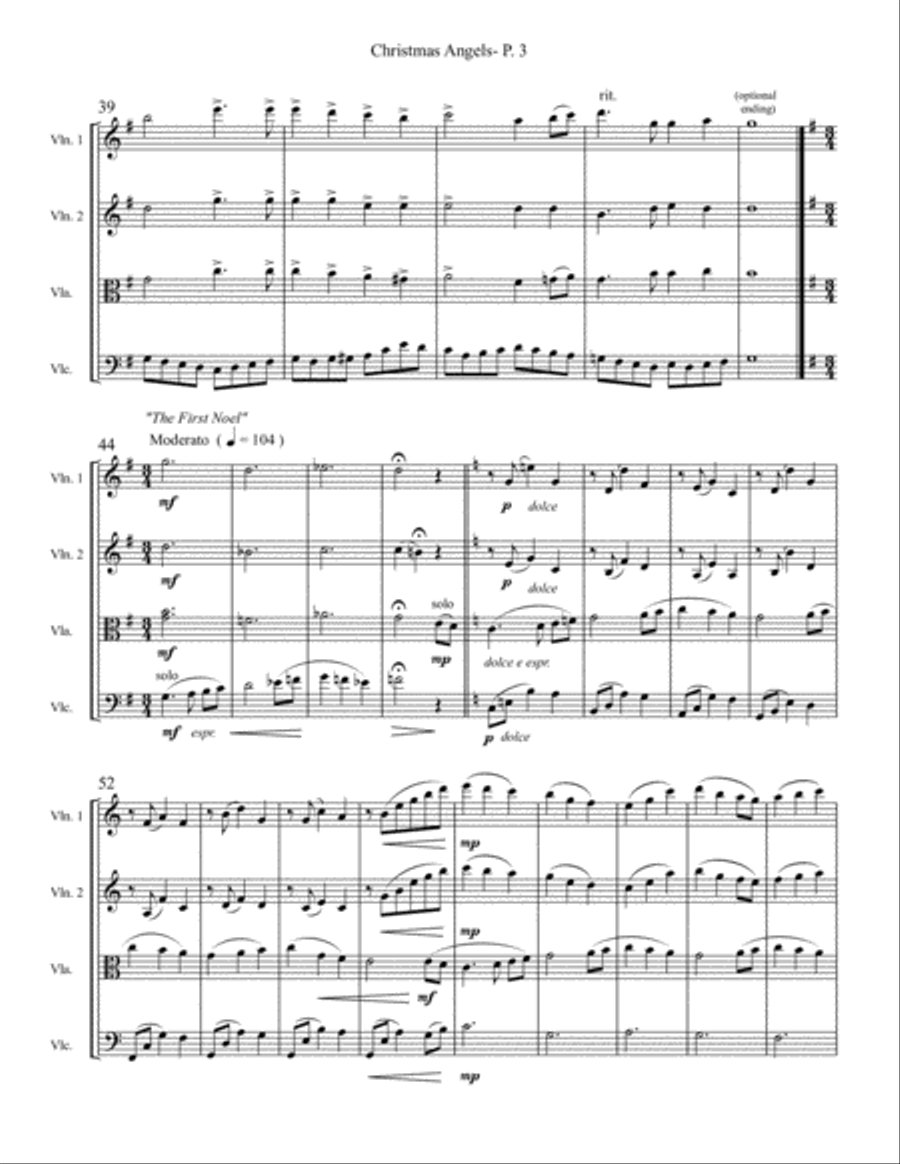 Christmas Angels String Quartet scores gallery preview page 3