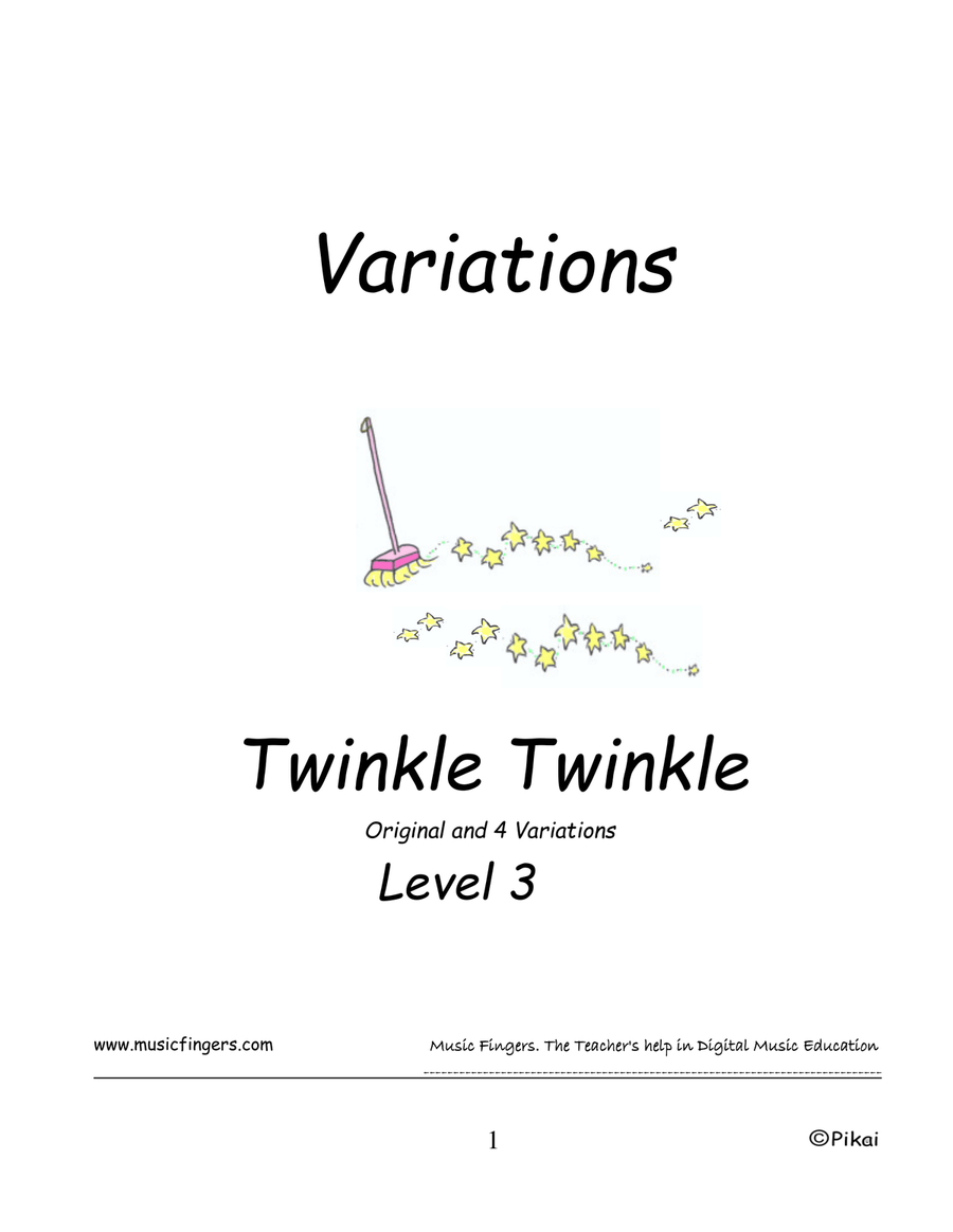 Twinkle Twinkle. W.A.Mozart. Lev. 3. Variations Piano Method scores gallery preview page 1