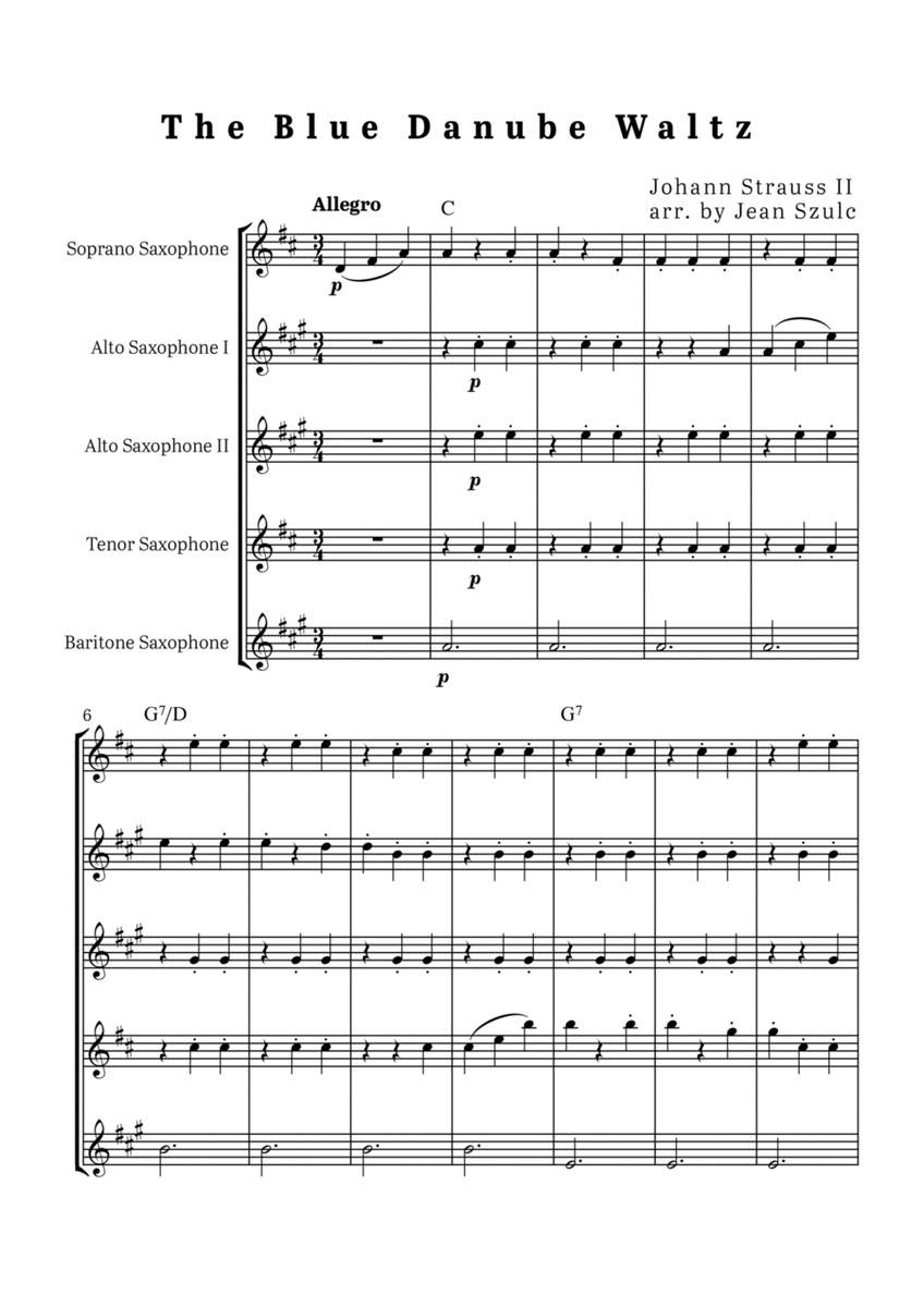The Blue Danube Waltz - Saxophone Quintet image number null