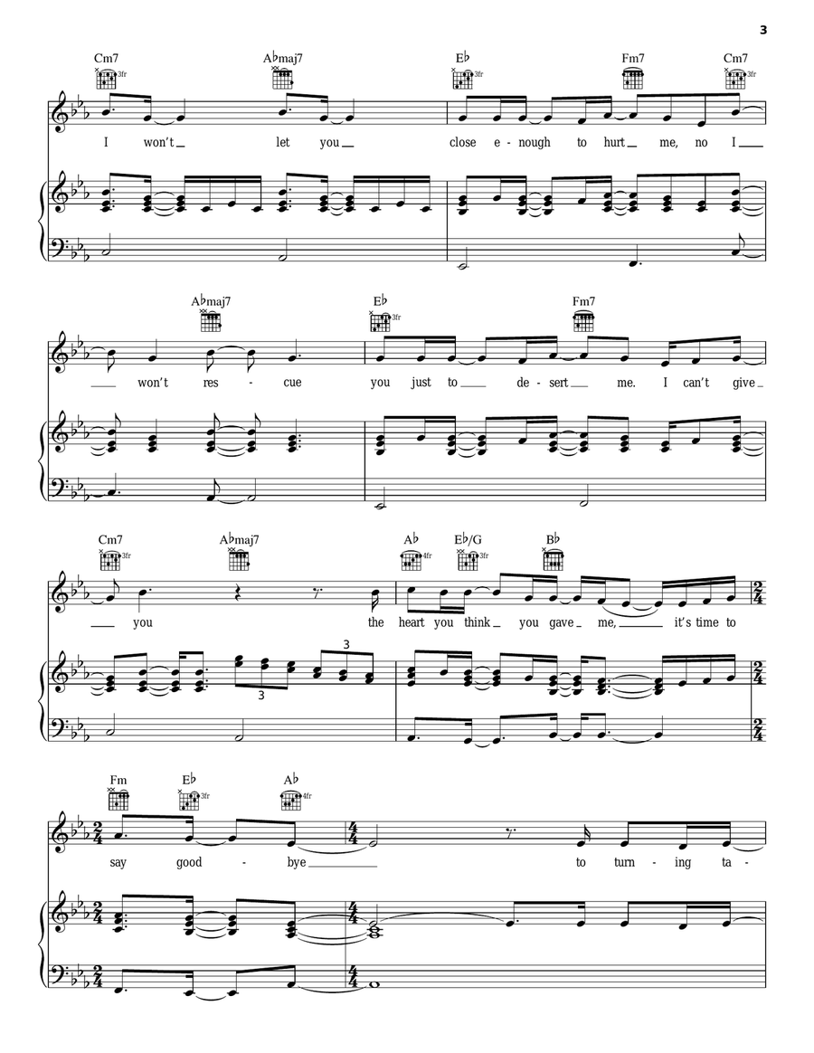 Turning Tables Piano, Vocal, Guitar scores gallery preview page 3
