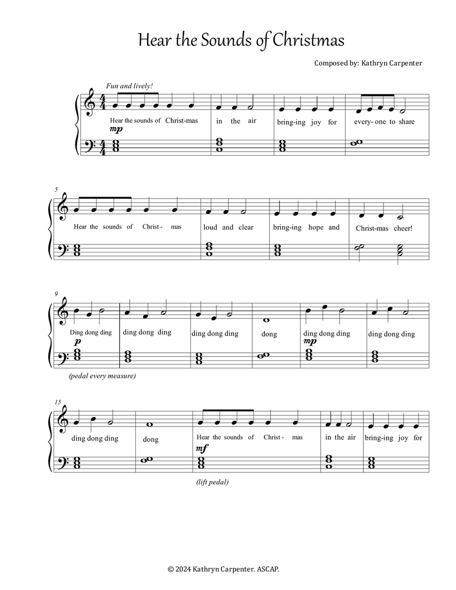 Hear the Sounds of Christmas (Easy Piano) Easy Piano scores gallery preview page 1