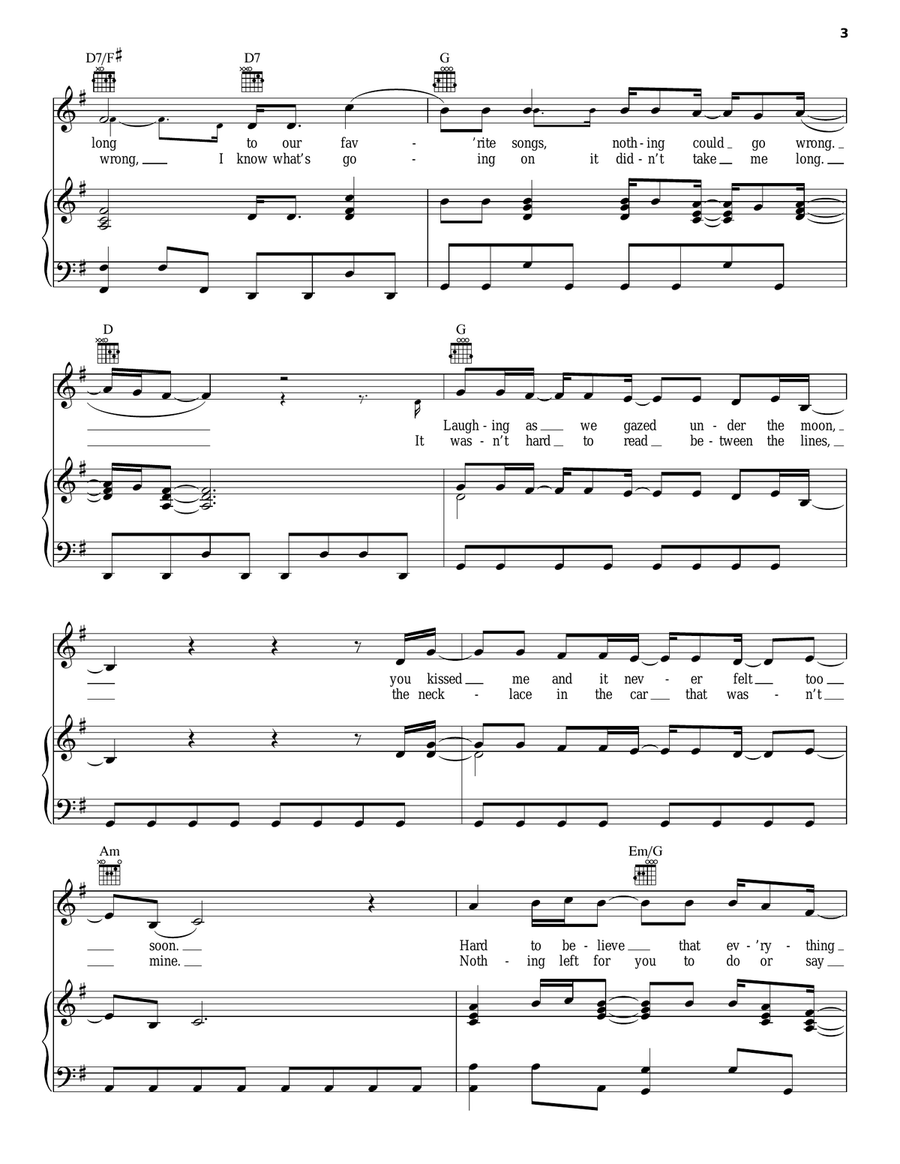 U Got Nothin' On Me Piano, Vocal, Guitar scores gallery preview page 3