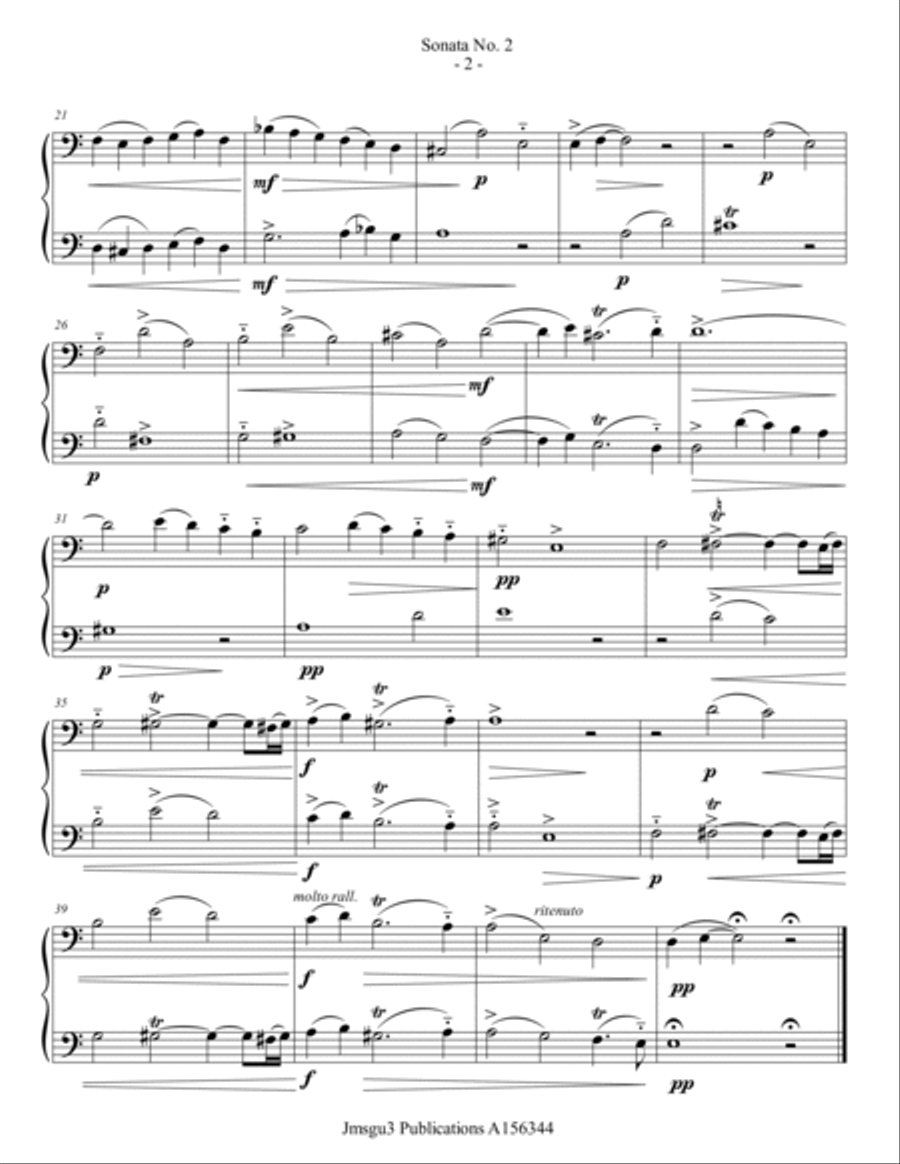 Loeillet: Sonata No. 2 for Bassoon Duo Woodwind Duet scores gallery preview page 2