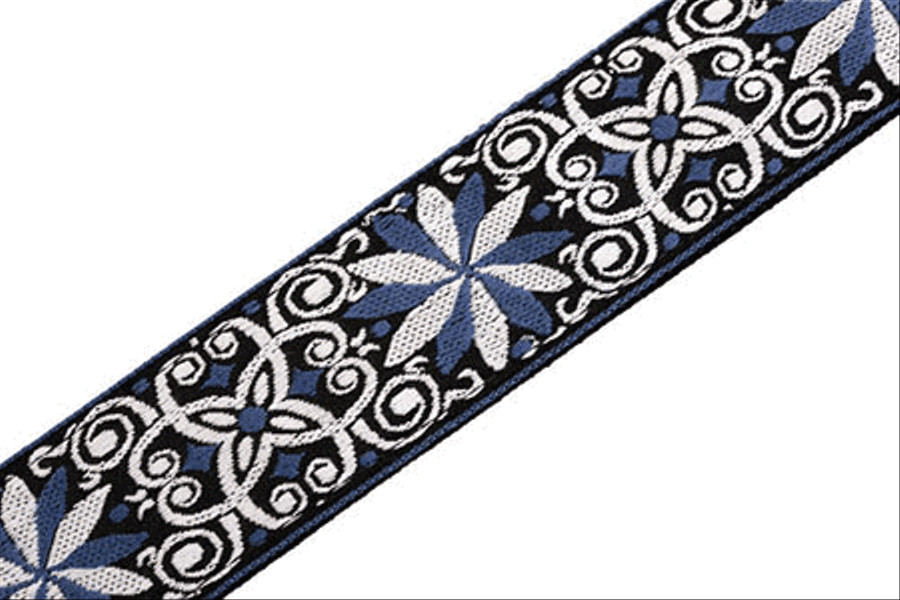 '60s Hootenanny Jacquard Weave Guitar Strap – Floral Blue Musical Instruments scores gallery preview page 3