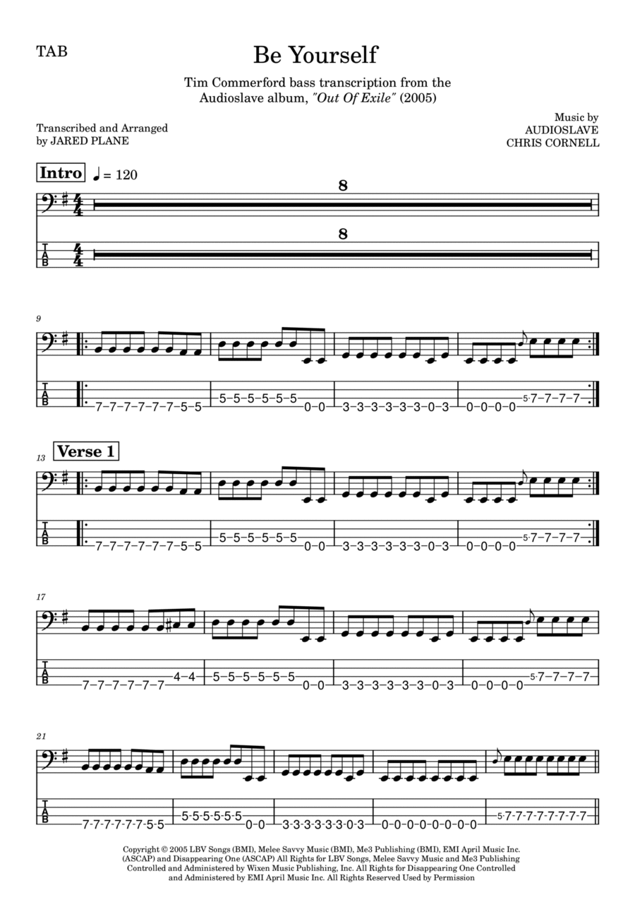 Be Yourself Guitar Tablature scores gallery preview page 1