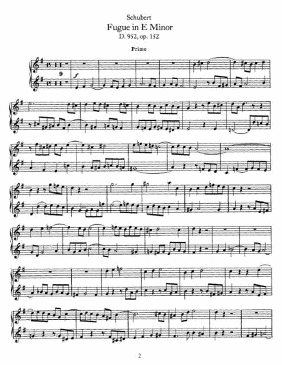 Schubert - Fugue in E Minor D. 952, op. 152