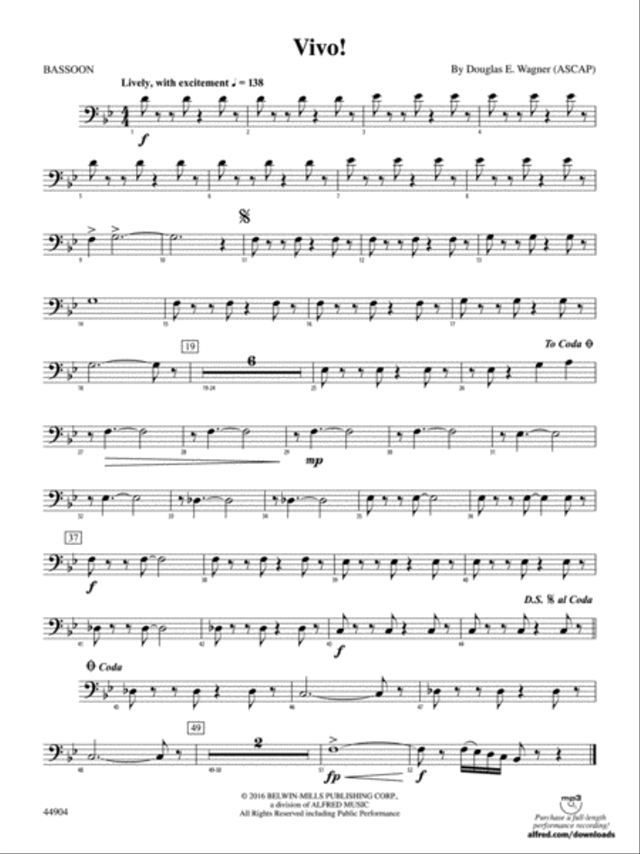 Vivo!: Bassoon Concert Band scores gallery preview page 1